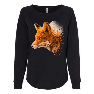 Cool Red Fox Tree Womens California Wash Sweatshirt