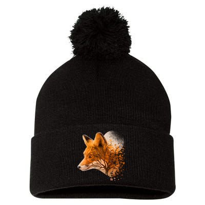 Cool Red Fox Tree Pom Pom 12in Knit Beanie