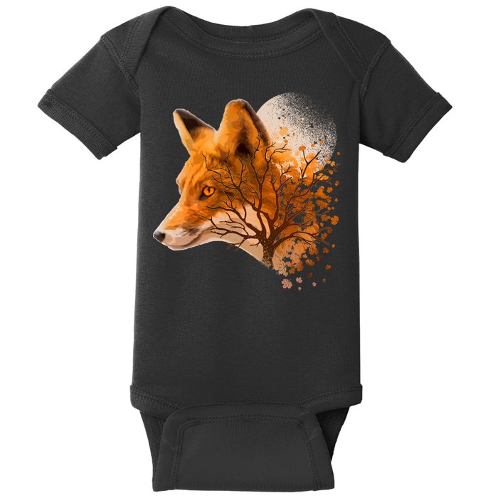 Cool Red Fox Tree Baby Bodysuit