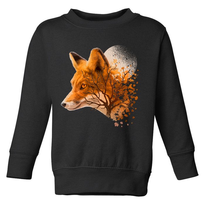 Cool Red Fox Tree Toddler Sweatshirt