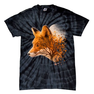 Cool Red Fox Tree Tie-Dye T-Shirt