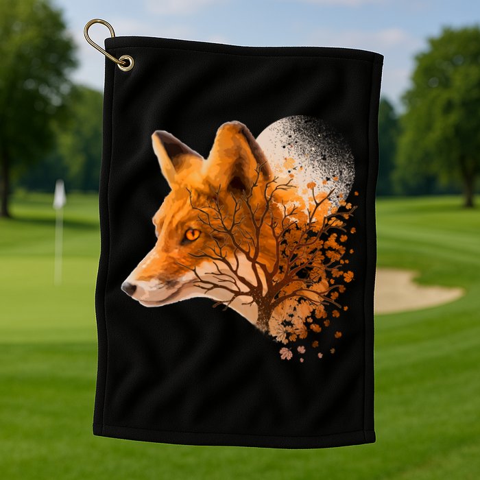 Cool Red Fox Tree Golf Towel