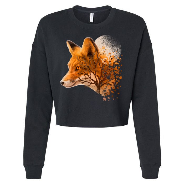 Cool Red Fox Tree Cropped Pullover Crew