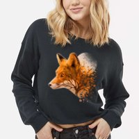 Cool Red Fox Tree Cropped Pullover Crew