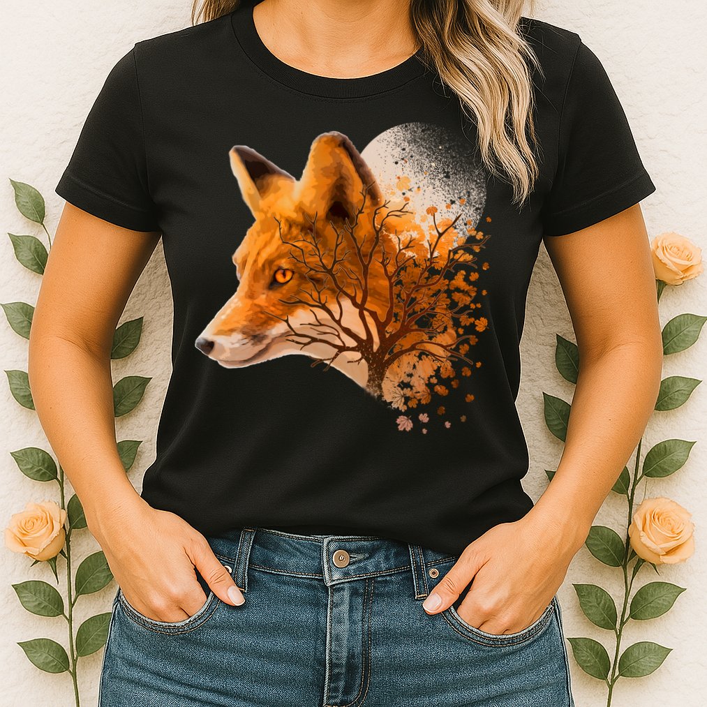 Cool Red Fox Tree Womens T-Shirt