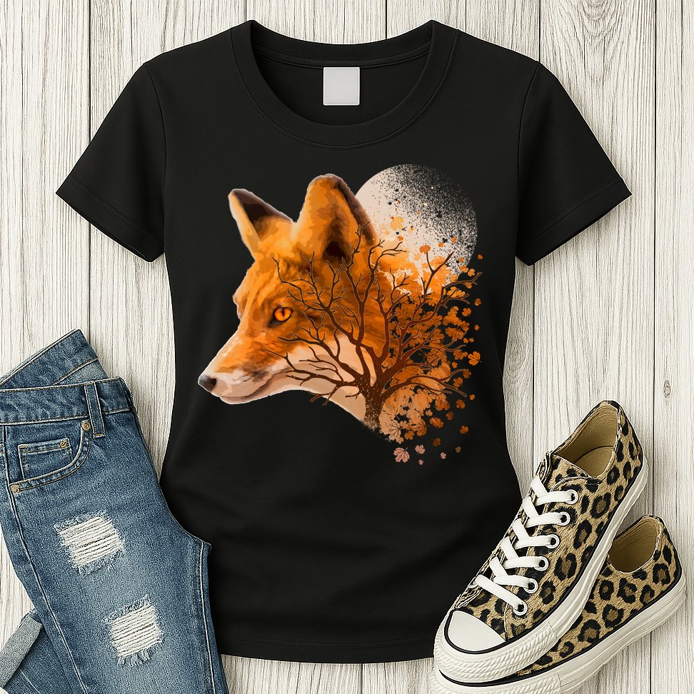 Cool Red Fox Tree Womens T-Shirt