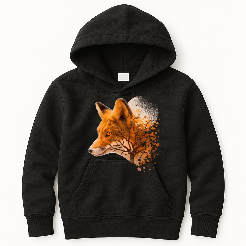 Cool Red Fox Tree Kids Hoodie