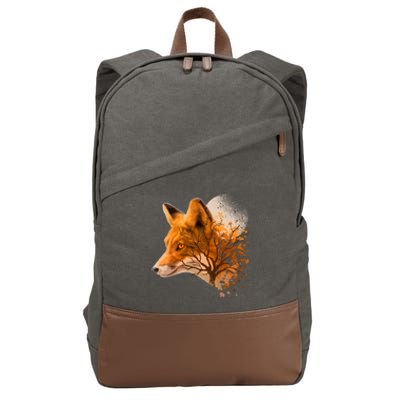 Cool Red Fox Tree Cotton Canvas Backpack