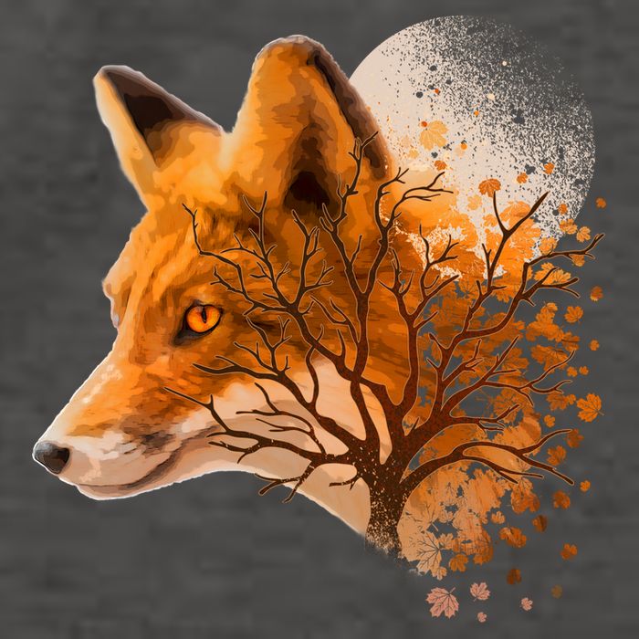 Cool Red Fox Tree Vector Backpack