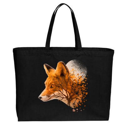 Cool Red Fox Tree Cotton Canvas Jumbo Tote