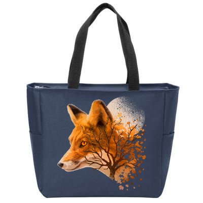 Cool Red Fox Tree Zip Tote Bag