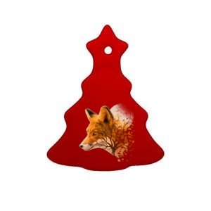 Cool Red Fox Tree Ceramic Tree Ornament