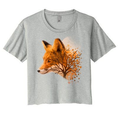 Cool Red Fox Tree Women's Crop Top Tee