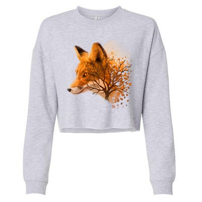 Cool Red Fox Tree Cropped Pullover Crew