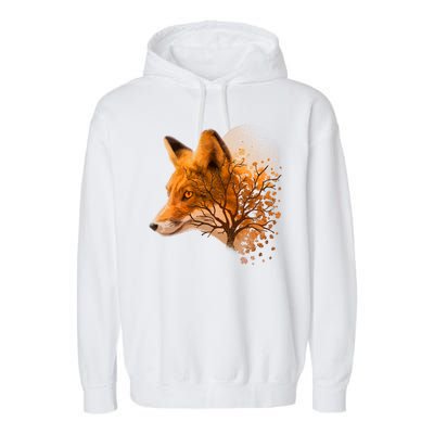 Cool Red Fox Tree Garment-Dyed Fleece Hoodie