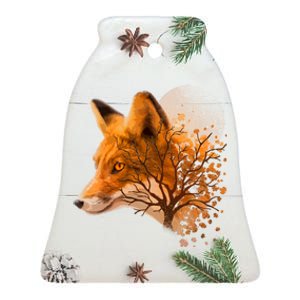 Cool Red Fox Tree Ceramic Bell Ornament