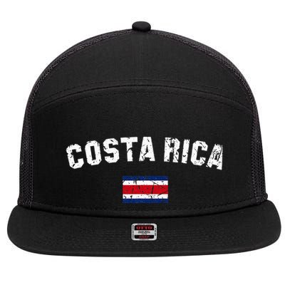 Costa Rica Flag Vintage Costa Rican 7 Panel Mesh Trucker Snapback Hat