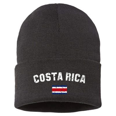 Costa Rica Flag Vintage Costa Rican Sustainable Knit Beanie