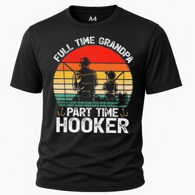 Cute Retro Full Time Grandpa Part Time Hooker Fathers Day Fishing Performance Shirt
