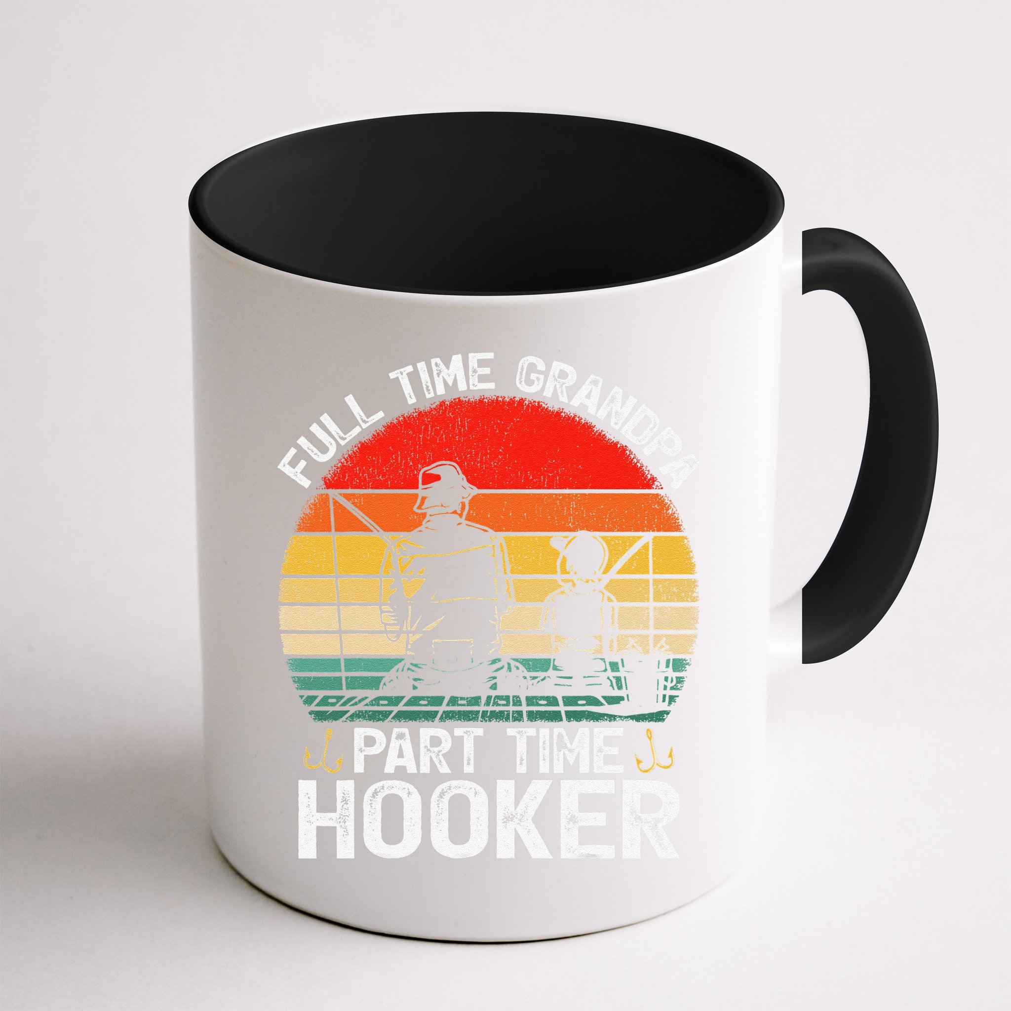Cute Retro Full Time Grandpa Part Time Hooker Fathers Day Fishing Mug