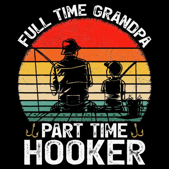 Cute Retro Full Time Grandpa Part Time Hooker Fathers Day Fishing Flatbill Hat
