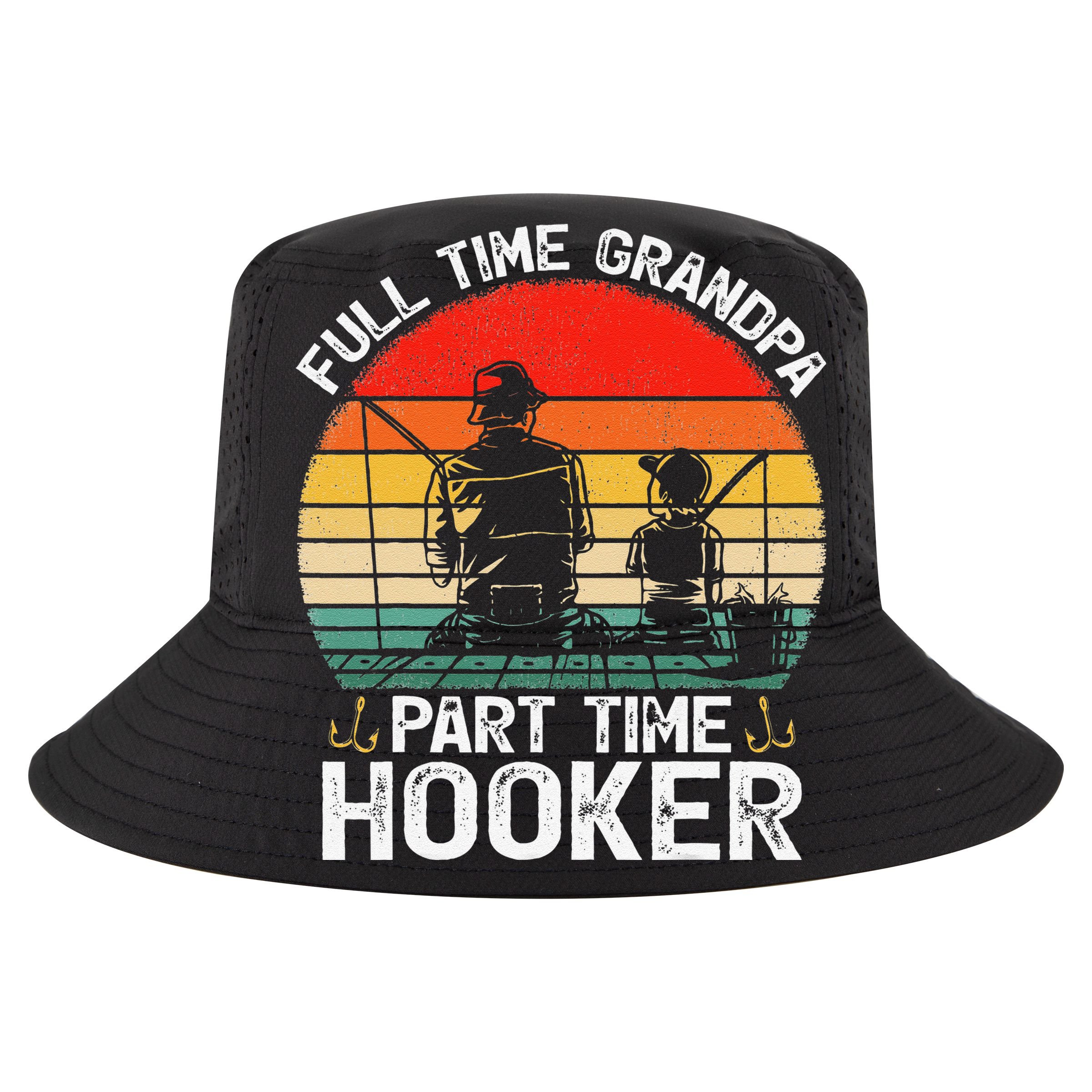 Cute Retro Full Time Grandpa Part Time Hooker Fathers Day Fishing Golf Towel