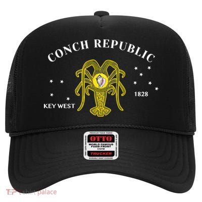 Conch Republic Flag Lobster Florida Keys Lobster Season High Crown Mesh Back Trucker Hat