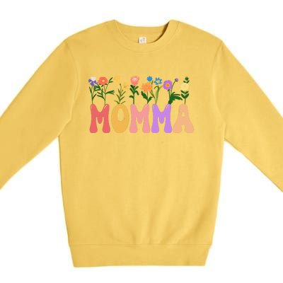 Cute Retro Floral Momma Premium Crewneck Sweatshirt