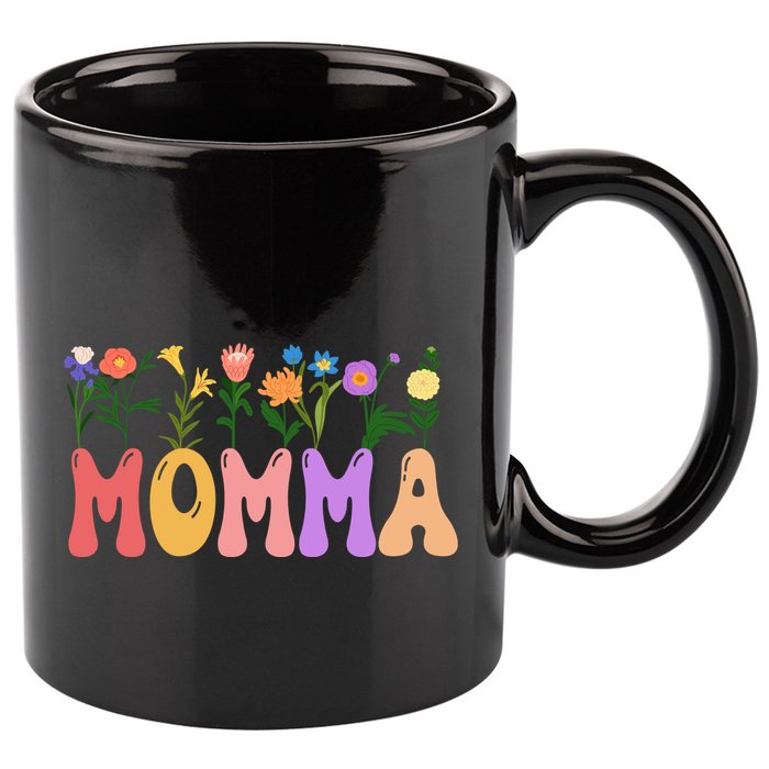 Cute Retro Floral Momma 11oz C Handle Ceramic Mug