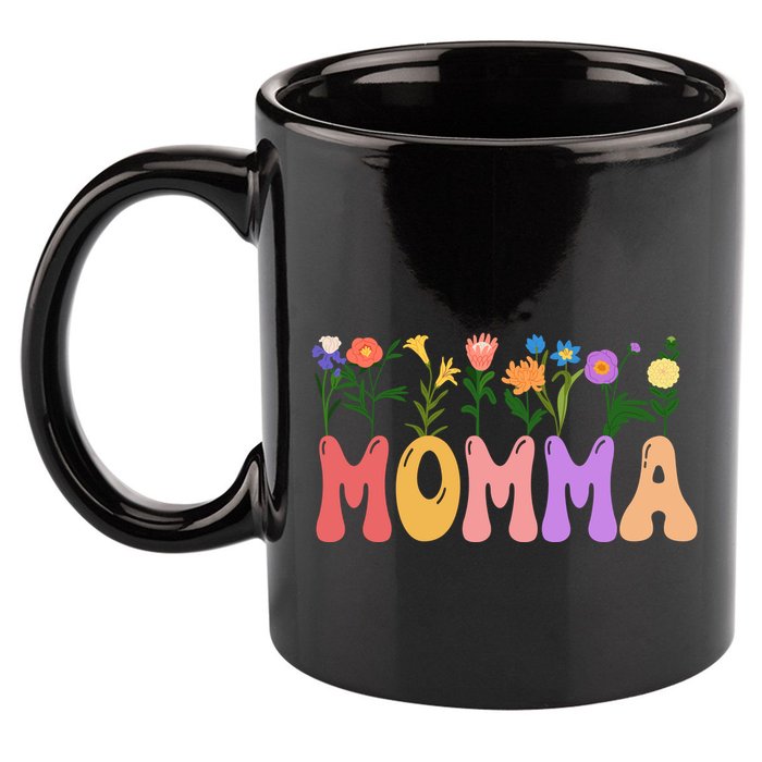 Cute Retro Floral Momma 11oz C Handle Ceramic Mug