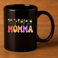 Cute Retro Floral Momma 11oz C Handle Ceramic Mug