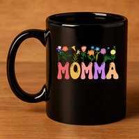 Cute Retro Floral Momma 11oz C Handle Ceramic Mug