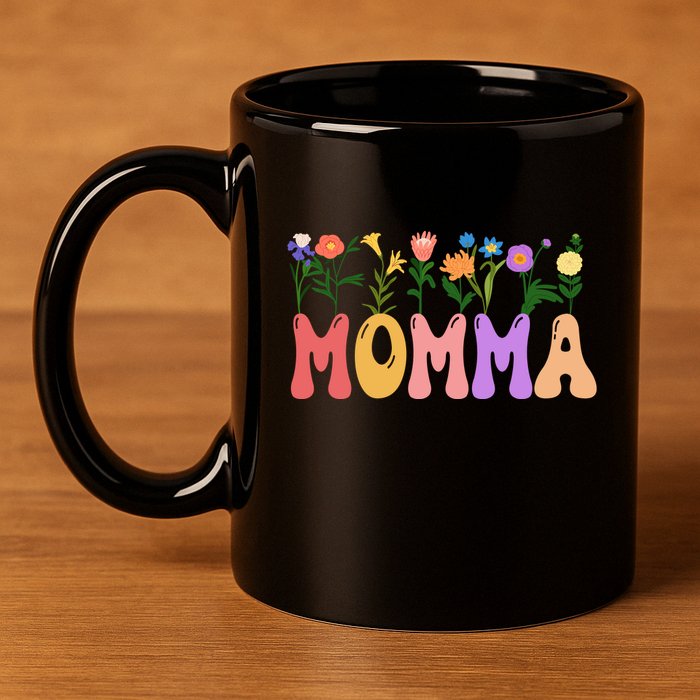 Cute Retro Floral Momma 11oz C Handle Ceramic Mug