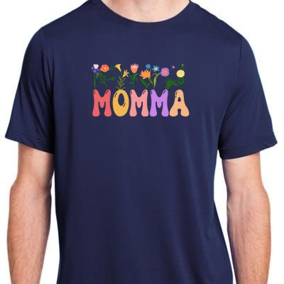 Cute Retro Floral Momma Adult ChromaSoft Performance T-Shirt