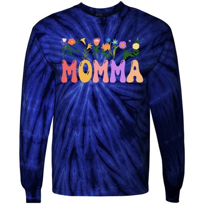 Cute Retro Floral Momma Tie-Dye Long Sleeve Shirt