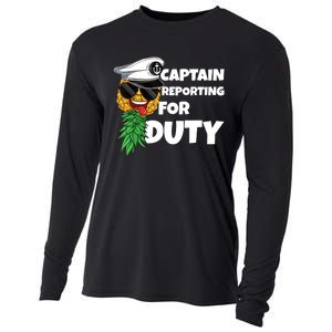 Captain Reporting For Duty Upside Down Pineapple Swinger Cooling Performance Long Sleeve Crew