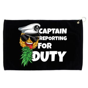 Captain Reporting For Duty Upside Down Pineapple Swinger Grommeted Golf Towel