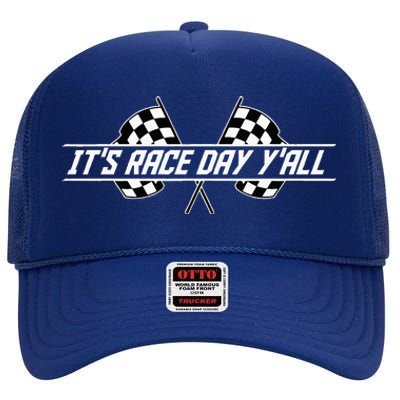 Car Racing Flag Finish Line Checkered Automobile Sport Racer High Crown Mesh Back Trucker Hat