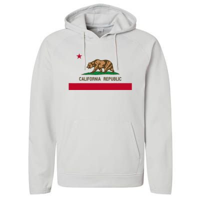 California Republic Flag Patriotic State Travel Usa Performance Fleece Hoodie