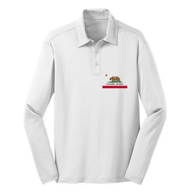 California Republic Flag Patriotic State Travel Usa Silk Touch Performance Long Sleeve Polo