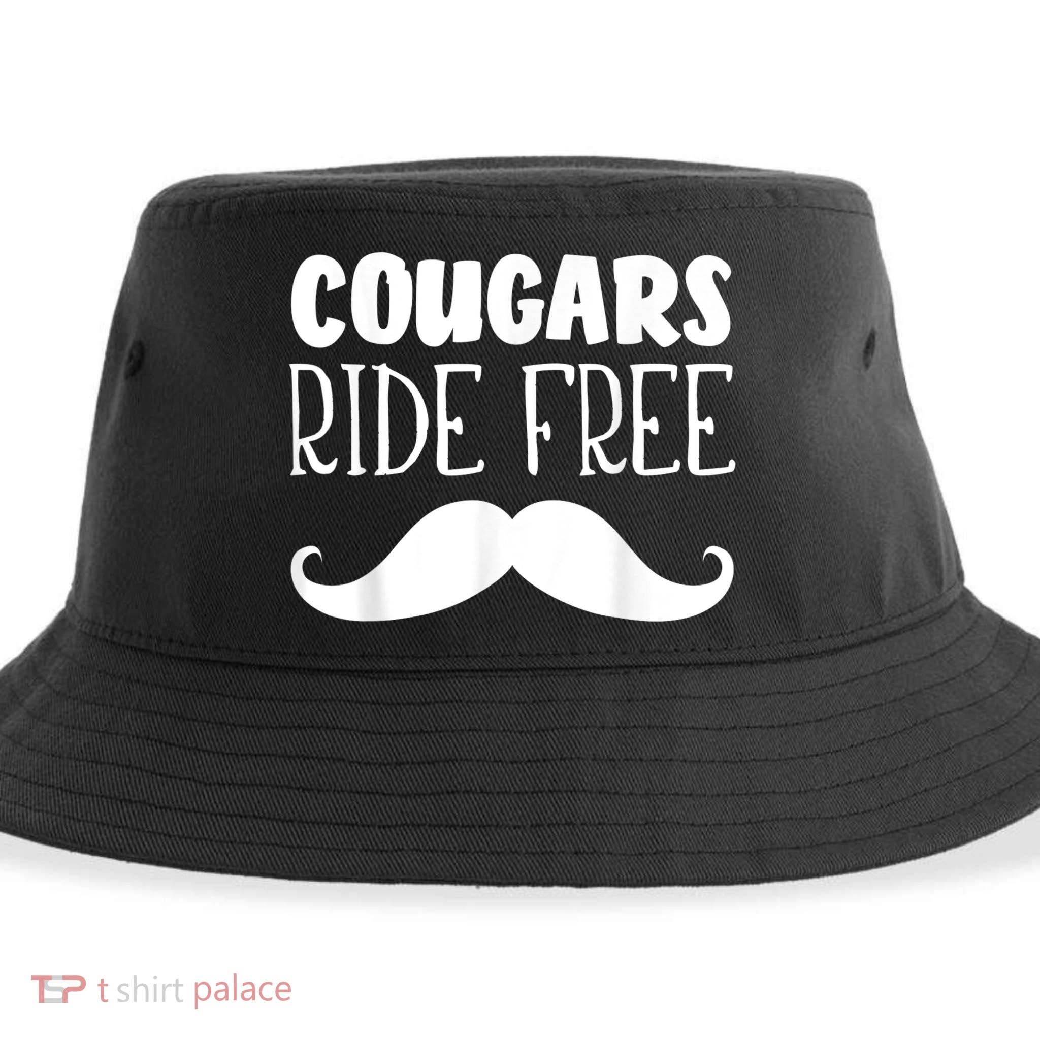 Cougars Ride Free Mustache Rides Cougar Bait Sustainable Bucket Hat