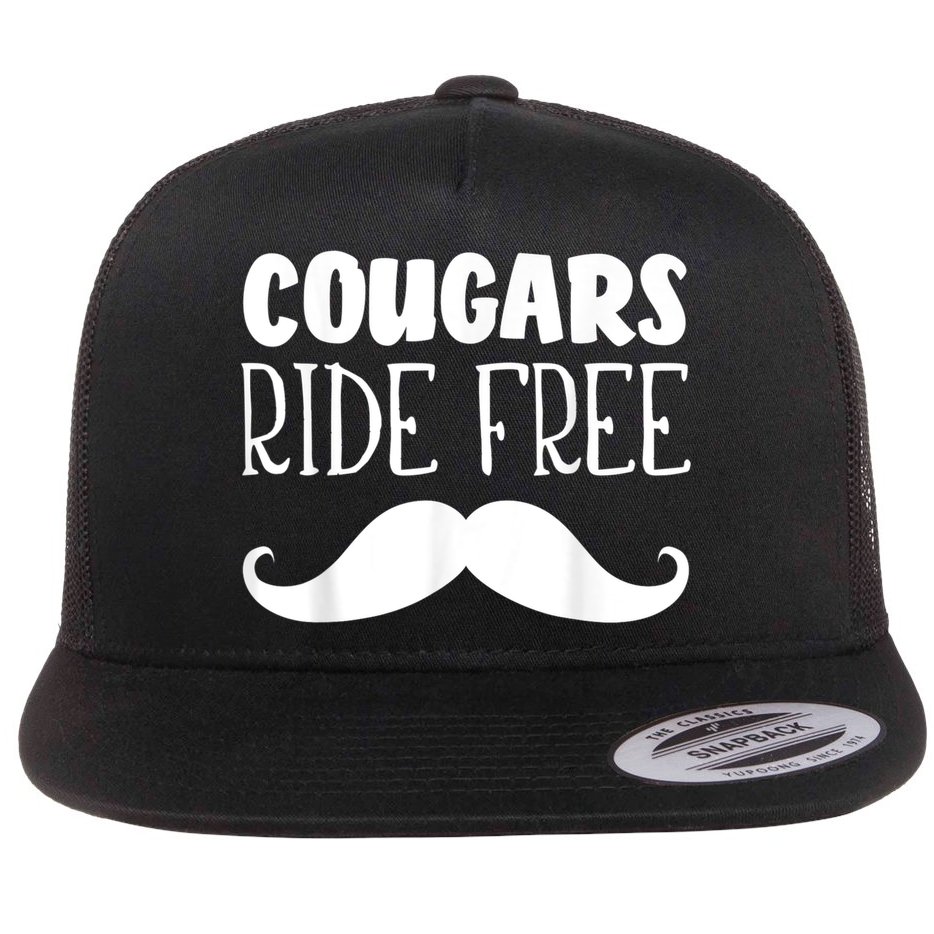 Cougars Ride Free Mustache Rides Cougar Bait Flat Bill Trucker Hat
