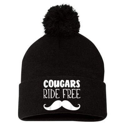 Cougars Ride Free Mustache Rides Cougar Bait Pom Pom 12in Knit Beanie