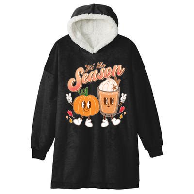 Cute Retro Fall Pumpkin Spice Tis The Season Hooded Wearable Blanket
