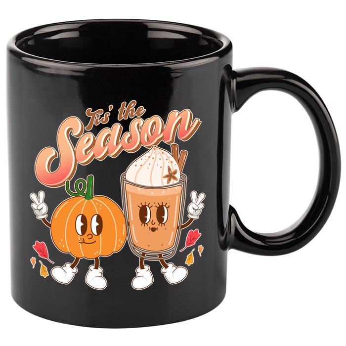 Cute Retro Fall Pumpkin Spice Tis The Season 11oz C Handle Ceramic Mug