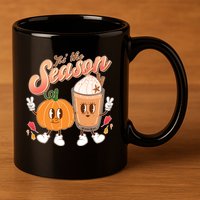 Cute Retro Fall Pumpkin Spice Tis The Season 11oz C Handle Ceramic Mug