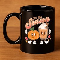 Cute Retro Fall Pumpkin Spice Tis The Season 11oz C Handle Ceramic Mug