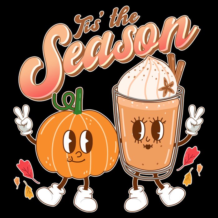 Cute Retro Fall Pumpkin Spice Tis The Season Flat Bill Trucker Hat