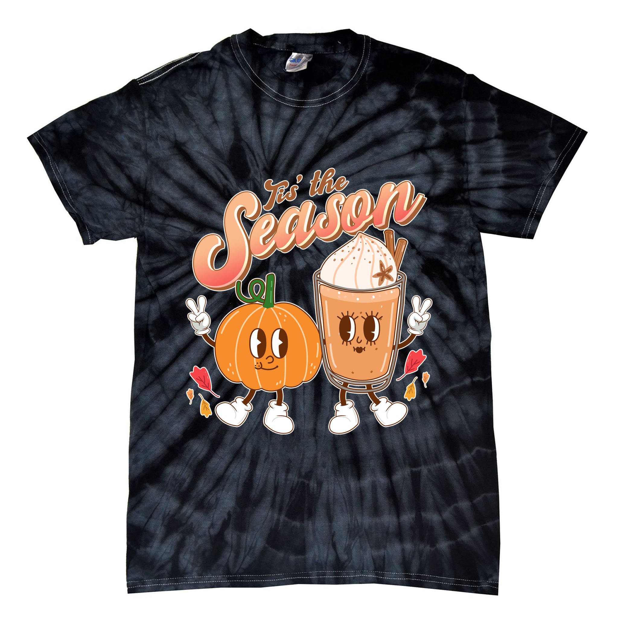 Cute Retro Fall Pumpkin Spice Tis The Season Tie-Dye T-Shirt