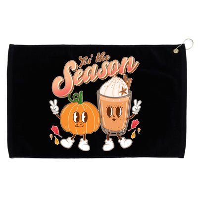 Cute Retro Fall Pumpkin Spice Tis The Season Grommeted Golf Towel